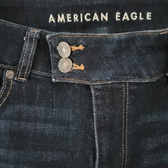 AEO || 12 Reg Dark Blue Kick Boot Super Stretch Denim Jeans - Picture 5 of 9